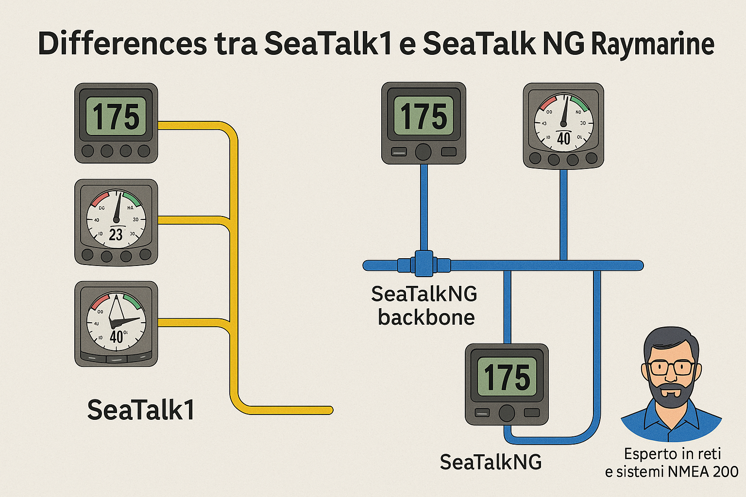 Schema rete SeaTalkNG backbone Raymarine